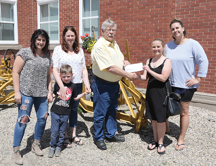 The Eastside Playground Committee received a donation of $1,500 from The Moosomin Shriners on Thursday. Left are, Andie Hodgson, Chelsea Doane, her son Preston of Eastside Playground thanked Herb Doll of the Moosomin Shriners for their donation, along with (right) Dana Jones and Andrea Chambers of the Eastside Playground Committee. 